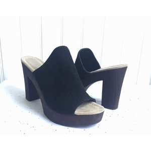 Lamica Black Suede Platform Slide Mule Sandal Clog - Size 37 Italy Leather lined